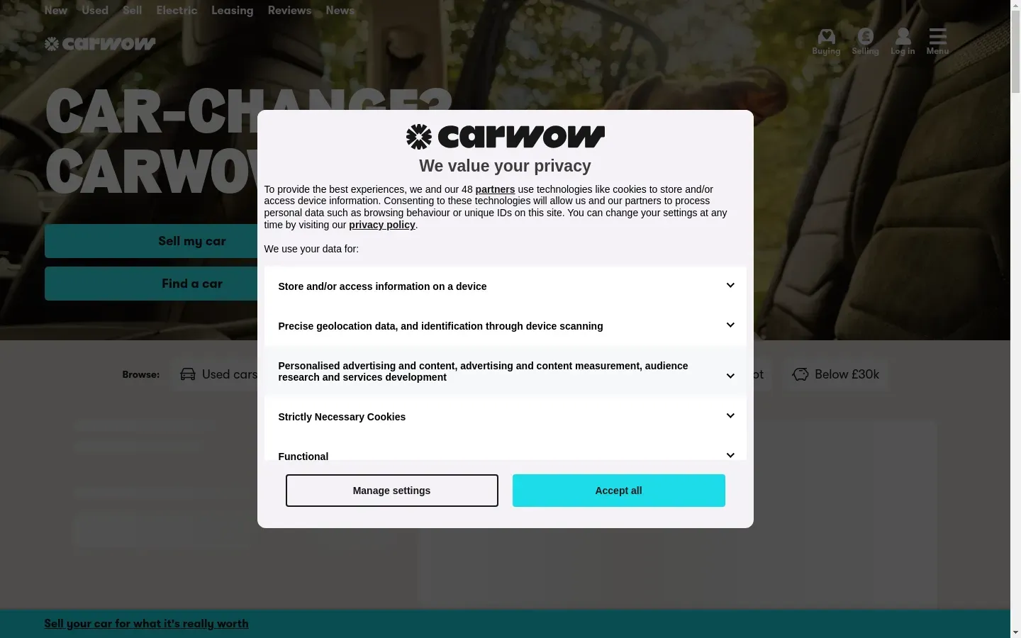 Carwow Website Snapshot